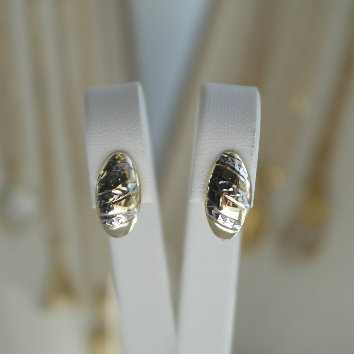 Kolczyki owalne dwukolorowe